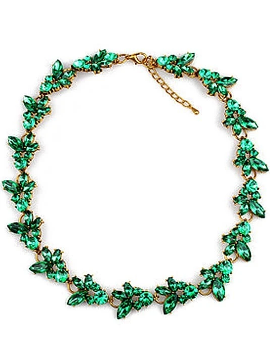 Green Gemstone Gold Chain Necklace