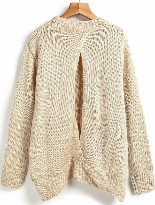 Jersey punto lazo manga larga crudo | Mode de Mujer | SHEIN Jersey de punto lazo manga larga gris | Mode de Mujer