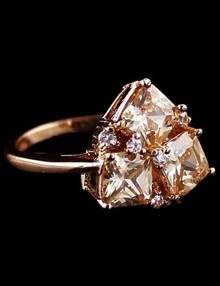 Gold Diamond Geometric Ring