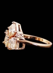 Gold Diamond Geometric Ring
