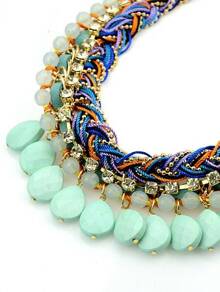 Green Gemstone Tassel Necklace