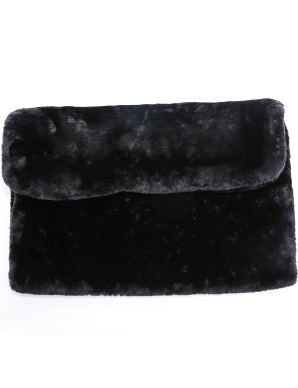 Black Faux Fur Clutch Bag