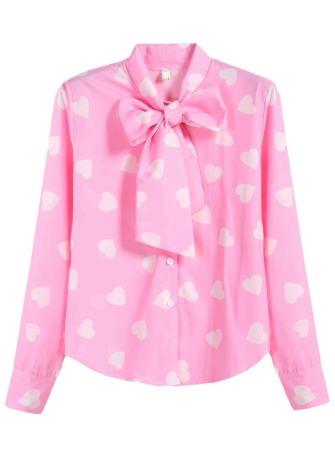 Blusa corazones lazo rosado | Mode de Mujer | SHEIN España Blusa corazones lazo manga larga rosado | Mode de Mujer
