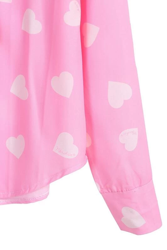 Blusa corazones lazo rosado | Mode de Mujer | SHEIN España Blusa corazones lazo manga larga rosado | Mode de Mujer
