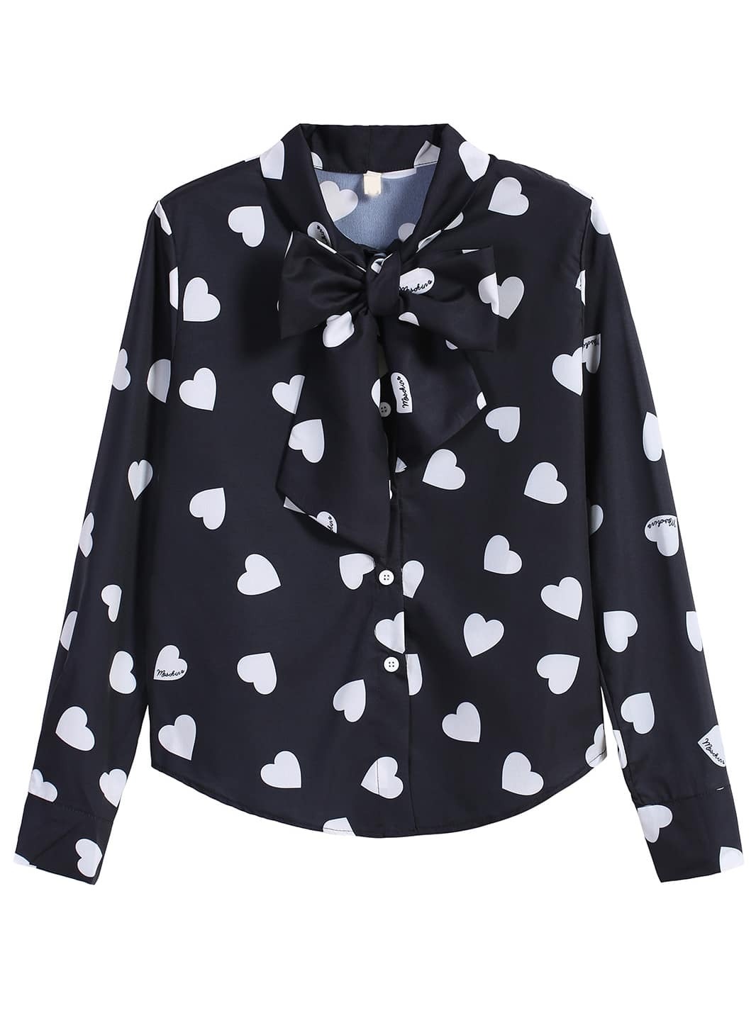 Blusa corazones lazo negro | Mode de Mujer | SHEIN España Blusa corazones lazo manga larga rosado | Mode de Mujer
