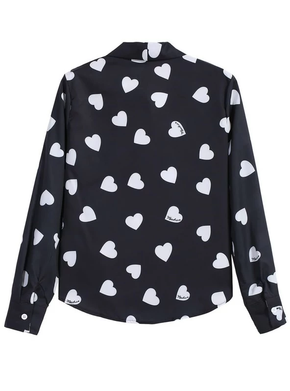 Blusa corazones lazo negro | Mode de Mujer | SHEIN España Blusa corazones lazo manga larga rosado | Mode de Mujer