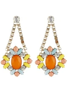 Pendientes dorados diamante de imitación piedra naranja