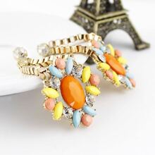 Pendientes dorados diamante de imitación piedra naranja