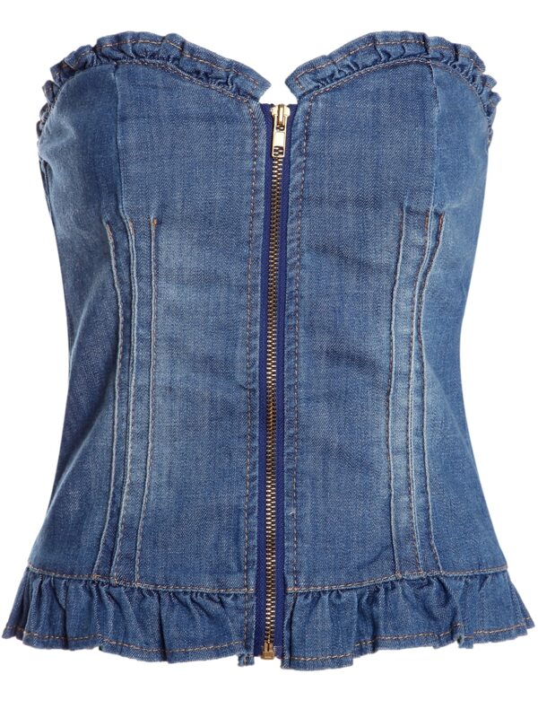 Bleached Denim Strapless Dress