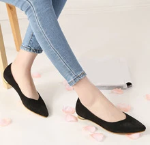 Black Brush Pointed Toe Flats