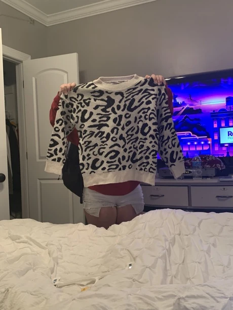 Svart och Vitt Leopard Tillfällig Tröjor Svart och Vitt Leopard Tillfällig Tröjor