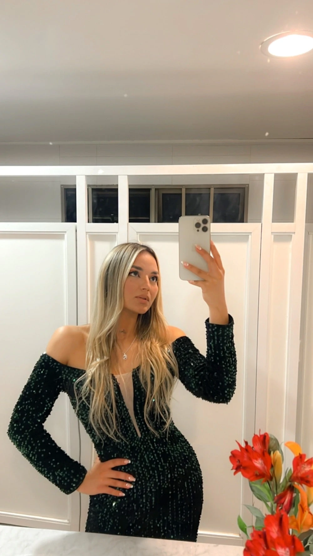 Missord Off Shoulder Split Thigh Sequin Dress | SHEIN TH