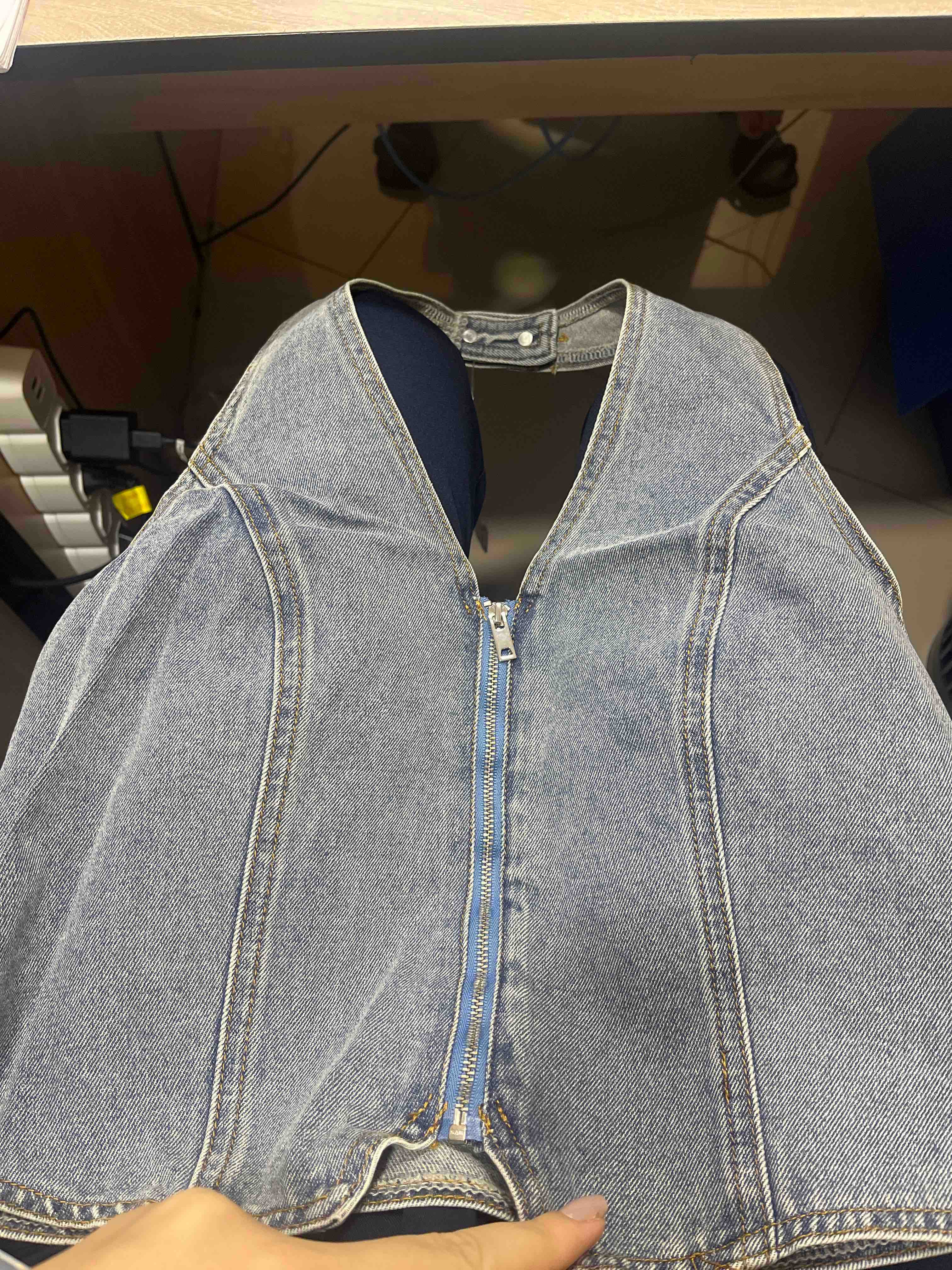 Damage zip denim vest / セットアップ seyto（セイト）の「Damage zip denim vest / ダメージジップ