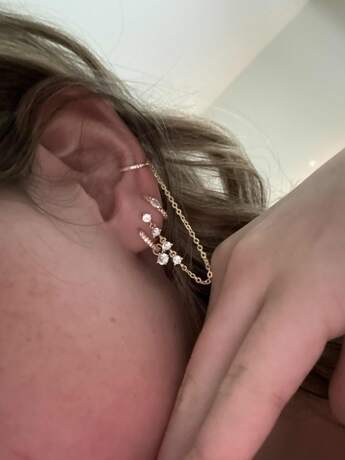 3pcs/Set Delicate Cubic Zirconia Chain Ear Studs Clip-On Earrings, Women Formal Party Jewelry (Quantity Fits One Ear)