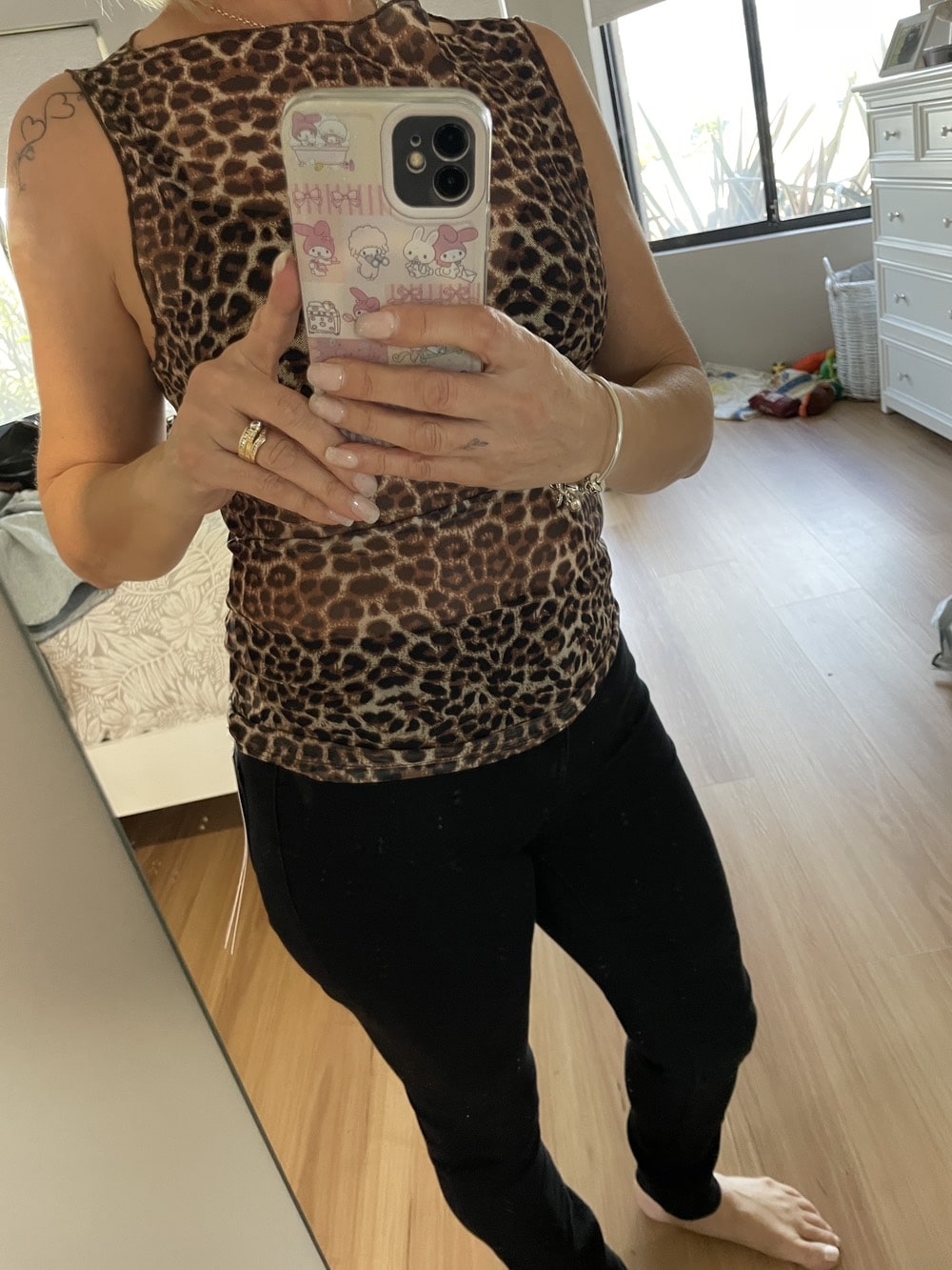 トップス Angelnumber555 leopard ribbon sleeveless Angelnumber555 leopard ribbon sleeveless - 위시버킷