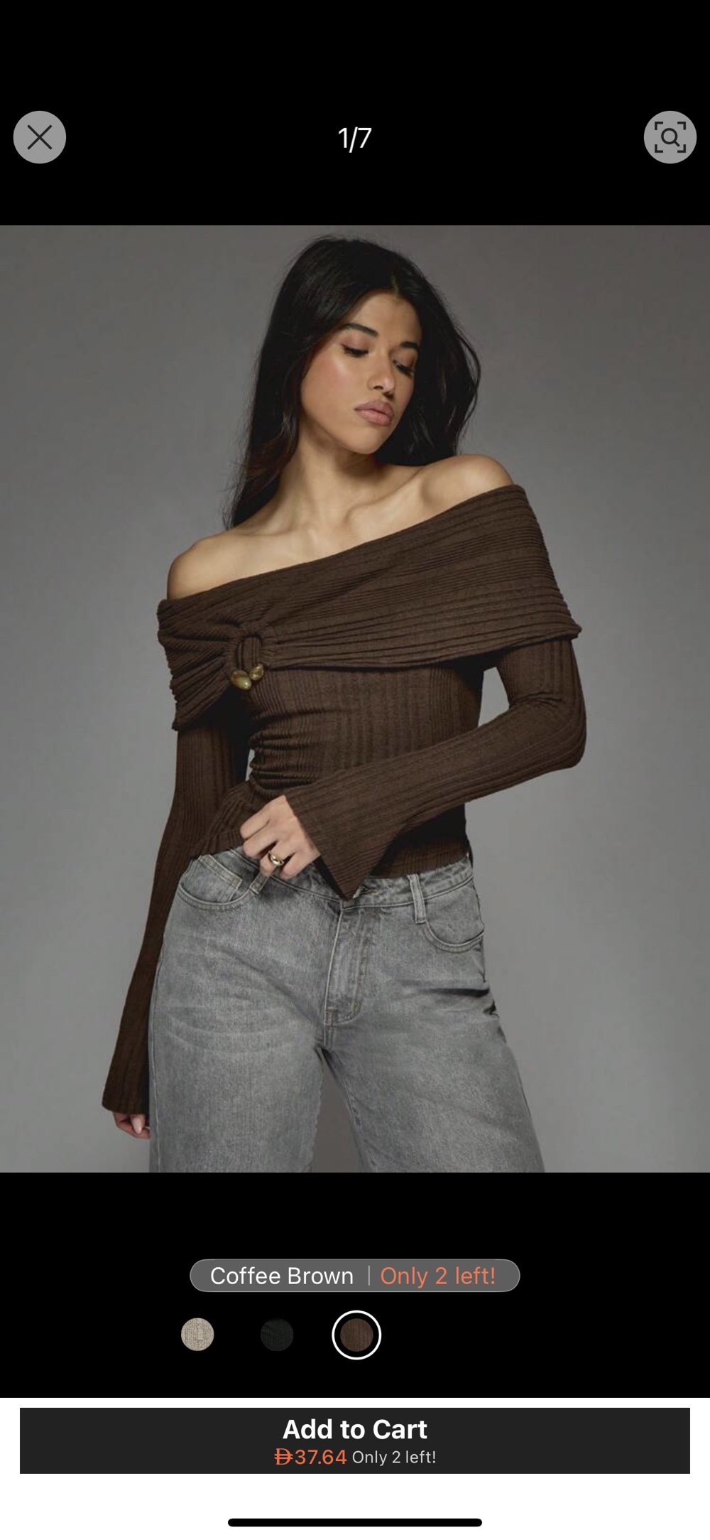 MISSGUIDED Western Metal Detail Textured Off-Shoulder Long